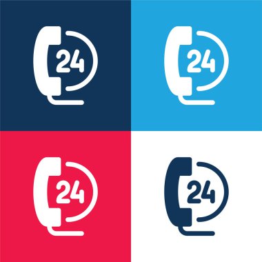 24 Saat mavi ve kırmızı dört renk en az simge kümesi