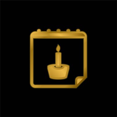Doğum günü Hatırlatma Altın kaplama metalik simge veya logo vektörü