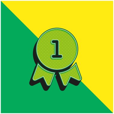 Rozet Yeşil ve Sarı Modern 3D vektör simgesi logosu