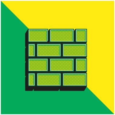 Brickwall Yeşil ve Sarı 3D vektör simgesi logosu