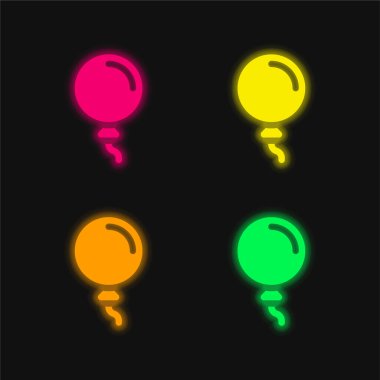 Dört renkli balon parlayan neon vektör simgesi