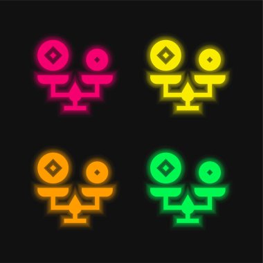Dört renk parlayan neon vektör simgesi dengesi