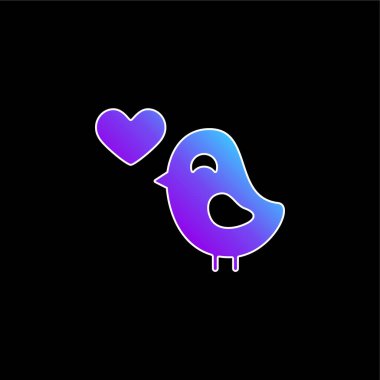 Bird In Love blue gradient vector icon clipart