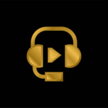 Ses altın kaplamalı metalik simge veya logo vektörü