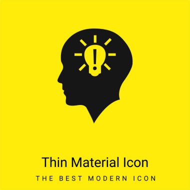 Bald Head With Lightbulb With Exclamation Sign Inside minimal bright yellow material icon clipart