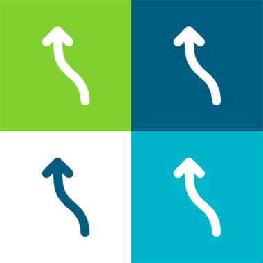 Ok Dalgası Düz Düz Düz 4 renk simgesi kümesi