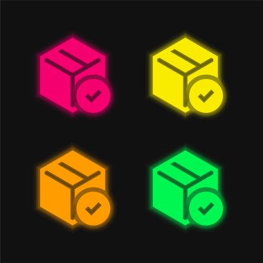 Parlayan dört renkli neon vektör simgesi