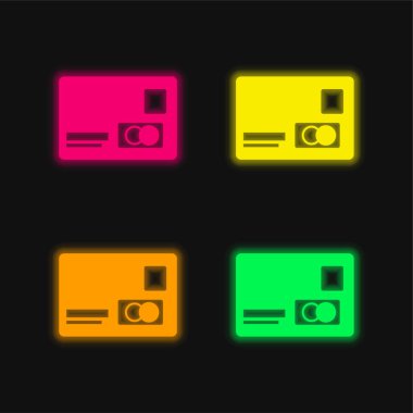 Bankacılık Kredi Kartı Değişkeni 4 renkli neon vektör simgesi