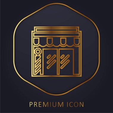 Berber dükkanı altın çizgi prim logosu veya simgesi