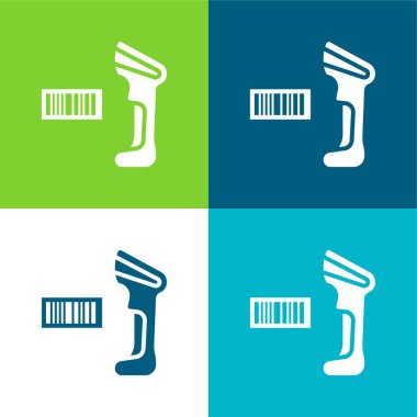 Barcode Scanner Flat four color minimal icon set clipart