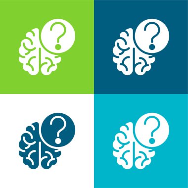 Brain Flat four color minimal icon set clipart