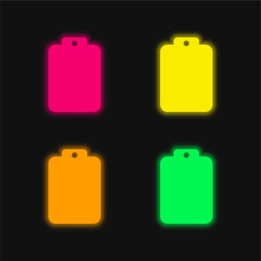 Boş pano dört renk parlayan neon vektör simgesi