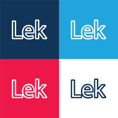 Albania Lek Currency Symbol blue and red four color minimal icon set clipart