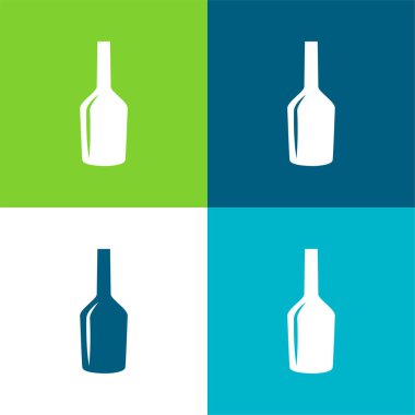 Kara Şarap Şişesi Cam Şekil Düz Dört Renk Simgesi