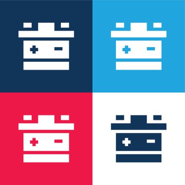 Pil mavi ve kırmızı dört renk minimal simge kümesi