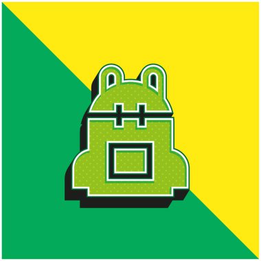 Sırt çantası yeşil ve sarı modern 3d vektör simgesi logosu