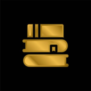 Kitaplar altın kaplamalı metalik simge veya logo vektörü
