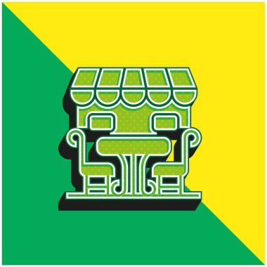 Bistro Yeşil ve Sarı 3D modern vektör simgesi logosu