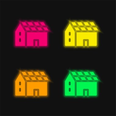 Pil dört renk parlayan neon vektör simgesi