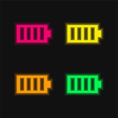 Pil dört renk parlayan neon vektör simgesi