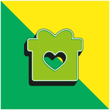 Şimdiki doğum günü Yeşil ve sarı 3D vektör simgesi