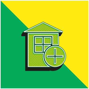 Yeşil ve sarı modern 3d vektör simgesi ekle