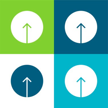 Dairesel Düğmenin İçindeki Ok Düz 4 renk simgesi seti