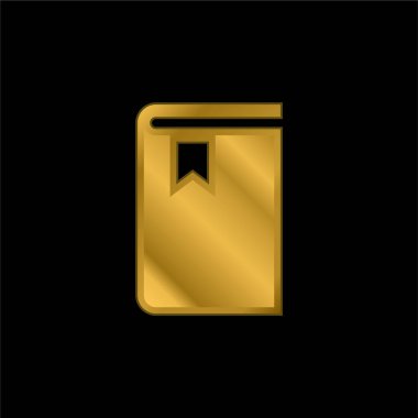 Kitap altın kaplamalı metalik simge veya logo vektörü