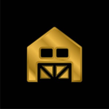 Ahır altın kaplama metalik simge veya logo vektörü