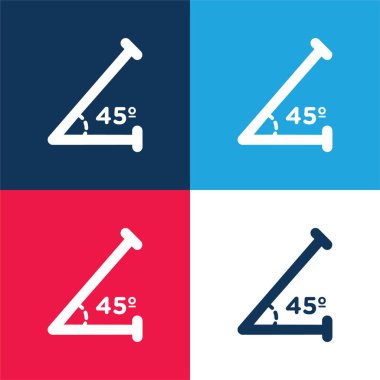 45 Derece Akut Açı Mavi ve Kırmızı Dört Renk Minimum Simgesi