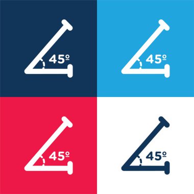 Acute Angle Of 45 Degrees blue and red four color minimal icon set clipart