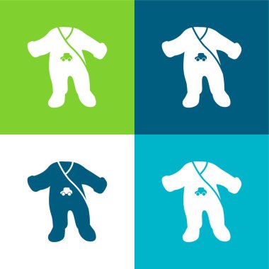 Bebek Bubbler Düz Düz Renk simgesi seti