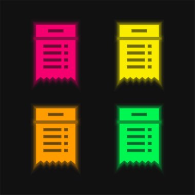 Dört renkli parlak neon vektör simgesi