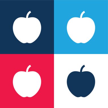 Elma mavisi ve kırmızı dört renk minimal simge kümesi