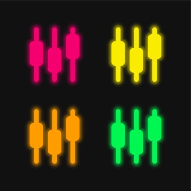 Box Plot four color glowing neon vector icon clipart