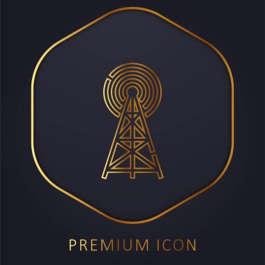 Anten altın çizgi prim logosu veya simgesi