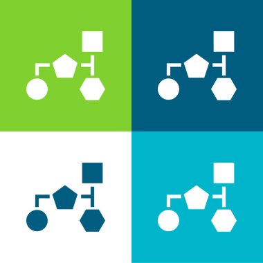 Temel Siyah Geometrik Şekillerin Blok Şeması Düz 4 renk minimal simgesi