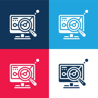 Analyst blue and red four color minimal icon set clipart