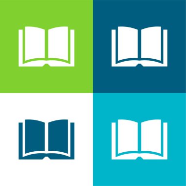 Kitap Düz 4 renk minimal simgesi seti