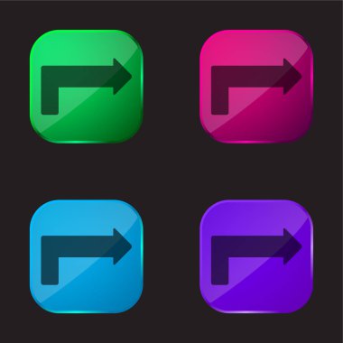 Ok Uzun Açı İşaretleme Sağ dört renkli cam simge