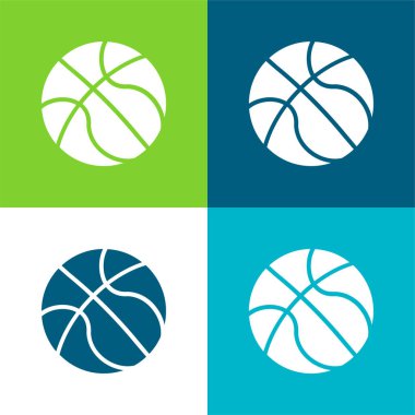 Basketbol Düz 4 renk minimal simge seti