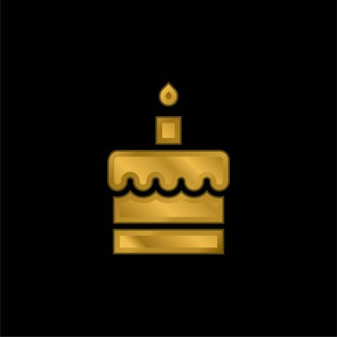 Doğum günü keki altın kaplama metalik simge veya logo vektörü