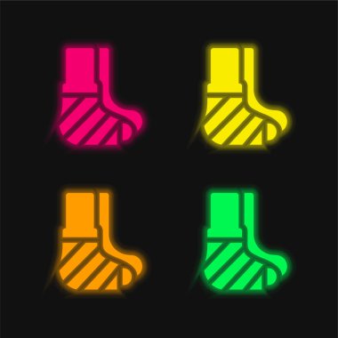 Dört renk parlayan neon vektör simgesi