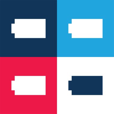 Batarya Siyah Siluet Şekil Mavi ve kırmızı En az dört renk simgesi