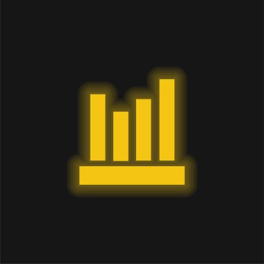 Çubuk Grafik sarı parlak neon simgesi