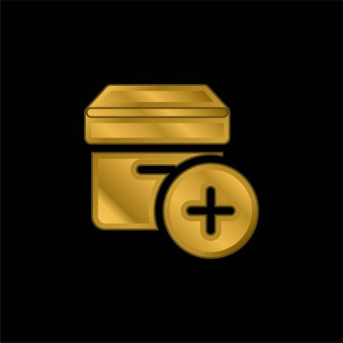 Altın kaplama metalik simge ya da logo vektörü ekle