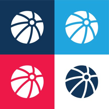 Top mavi ve kırmızı dört renk minimal simge kümesi