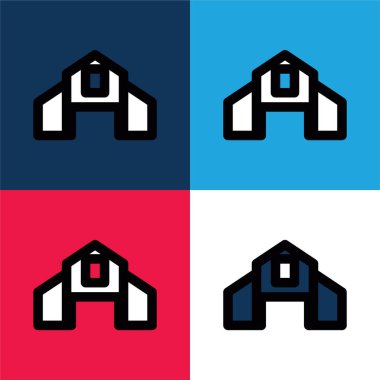 Big Barn blue and red four color minimal icon set clipart