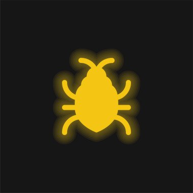 Big Bug yellow glowing neon icon clipart