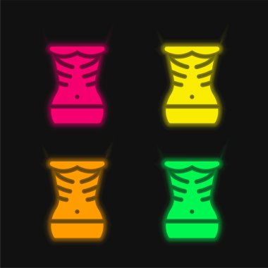 Anoreksi dört renk parlayan neon vektör simgesi